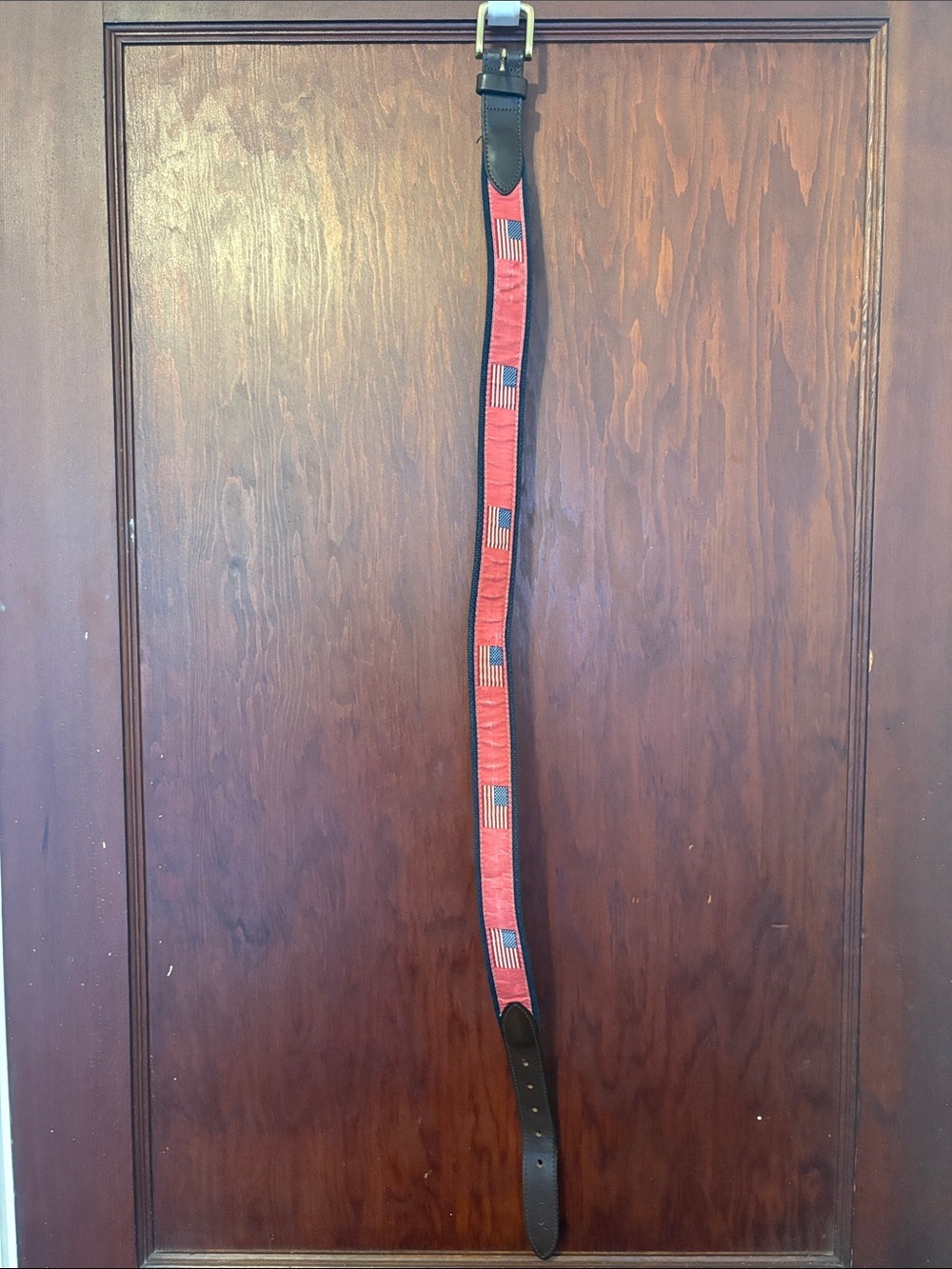 Vineyard Vines Canvas American Flag Belt Leather Buckle Ends